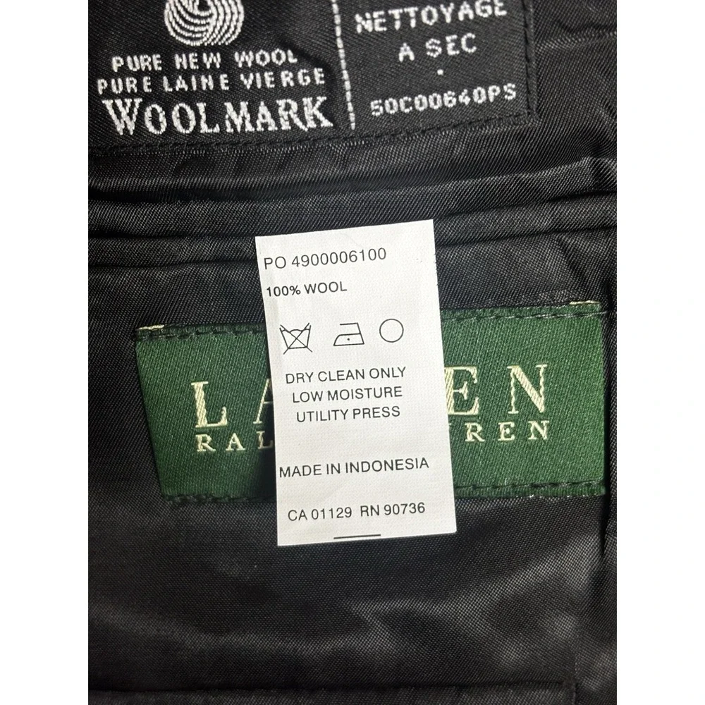 Ralph Lauren 50L Dark Navy 100% Wool 2 Btn Crest‎ Silver Button Blazer